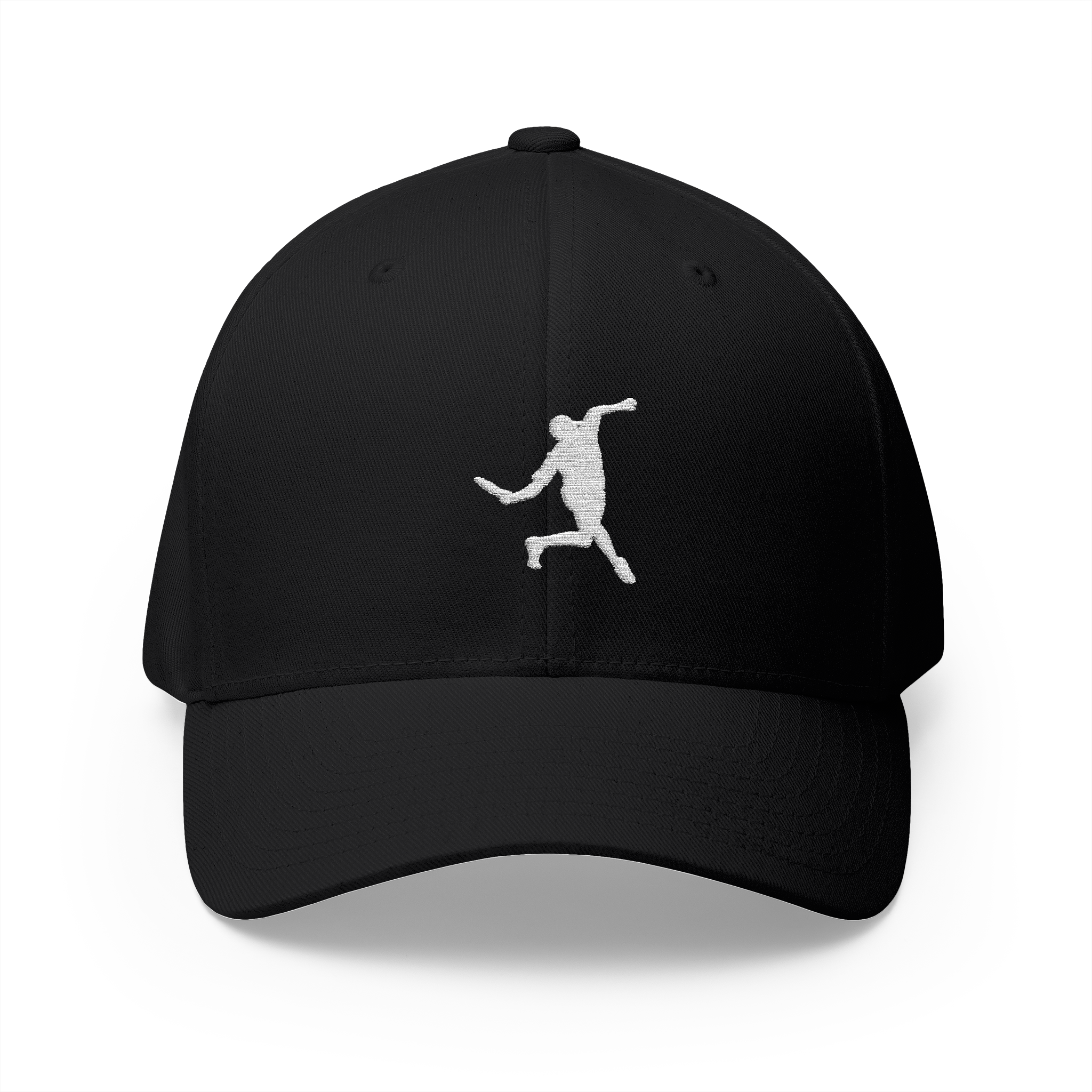 Custom embroidered black disc golf hat by Disc Golf Armor