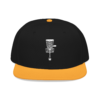 Embroidered disc golf basket snapback hat with minimalist basket design