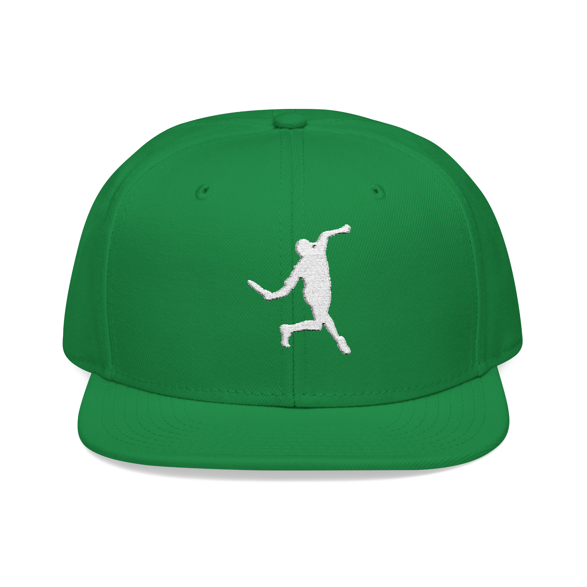 Embroidered disc golf forehand snapback hat with minimalist forehand design