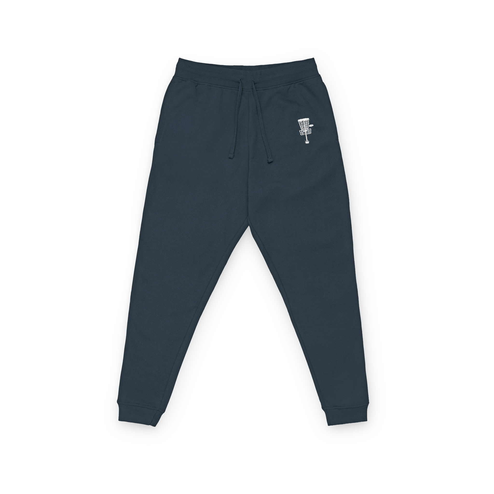 Embroidered disc golf backhand fleece sweatpants with custom personalization option