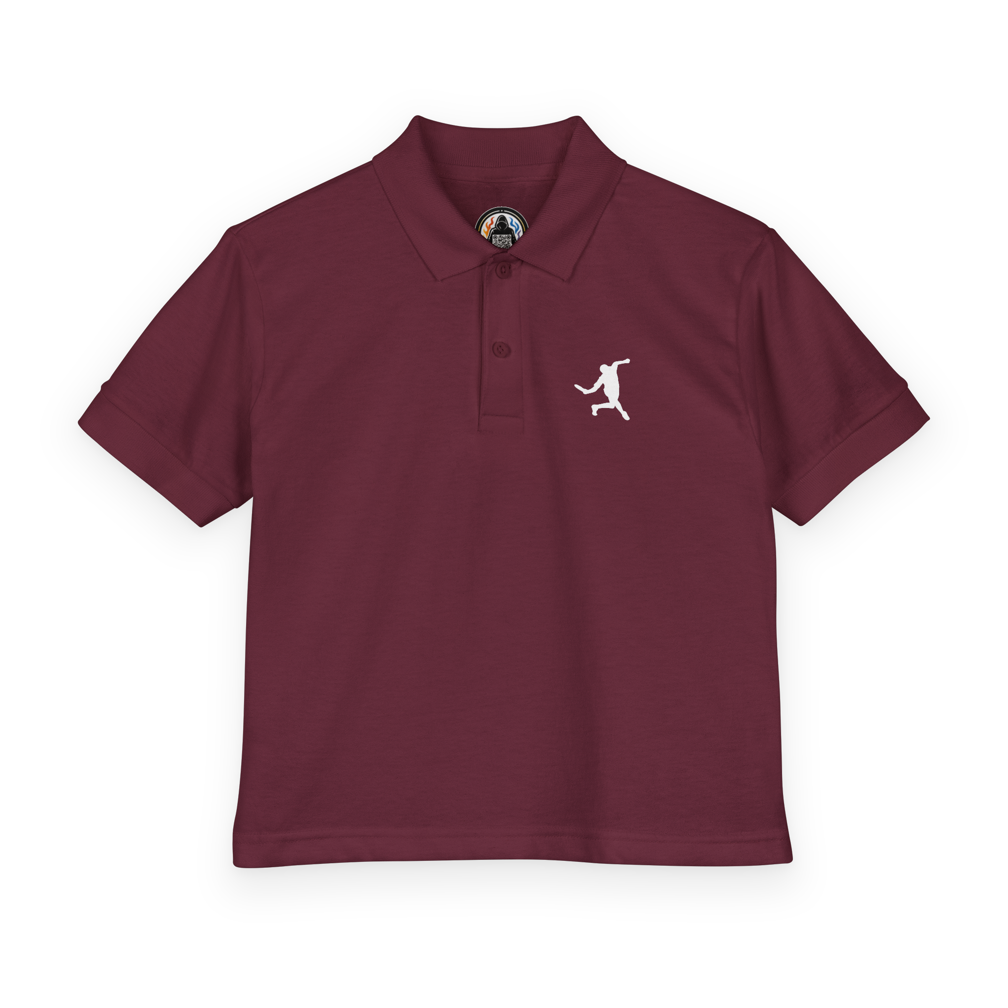 maroon disc golf forehand youth polo
