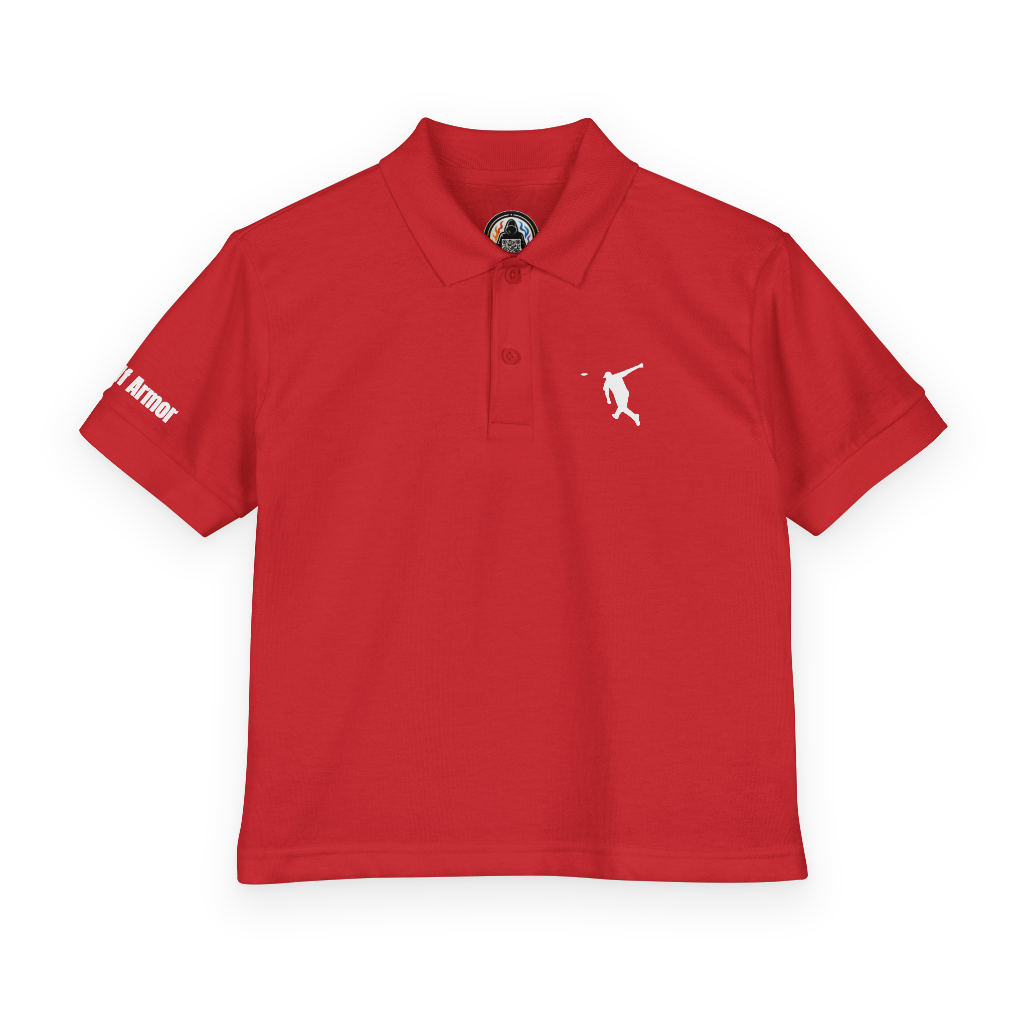 red disc golf armor backhand youth polo
