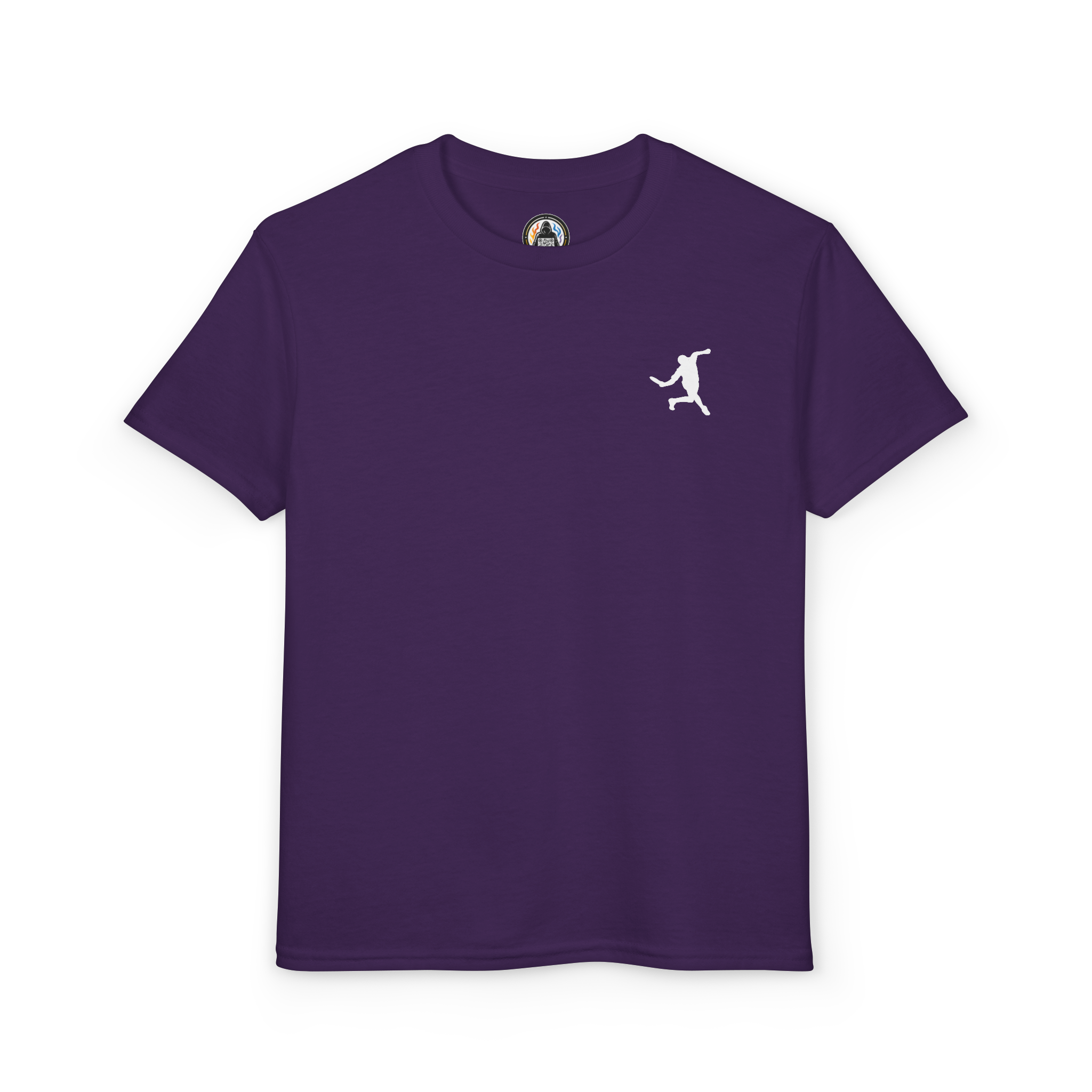 purple disc golf forehand youth shirt