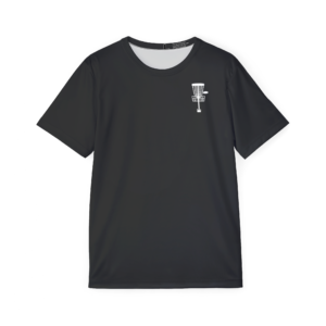 dark gray men's disc golf basket jersey